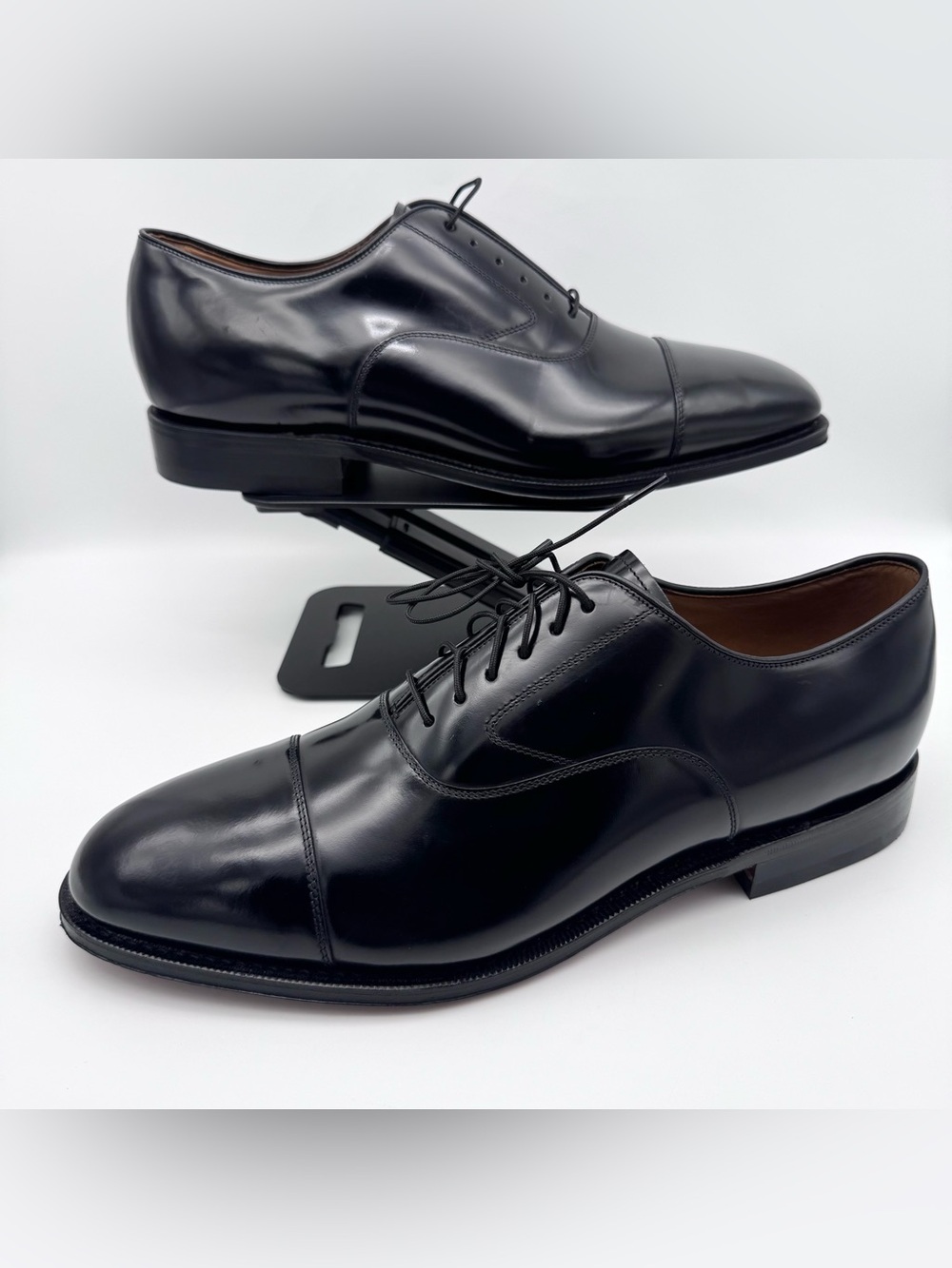 Johnston & Murphy Melton Cap Toe Oxford Black Leather Men Size 10.5 D Dress Shoe